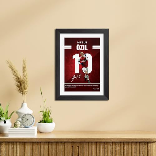 Image of TenorArts Mesut Ozil Quotes Poster Arsenal Laminated Photo Print Frame Painting with Matt Finish Black Texture (12 inches x 9inches)
