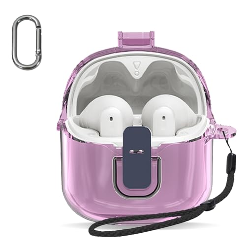 JBL TUNE FLEX GHOST用 ケース 全面保護カバー シリコンケース 【HUKWIMO】 カラビナ付き 防水 耐衝撃 防塵 装着充電可能 全面保護 キズ防止 JBL TUNE FLEX GHOST 対応インイヤーヘッドホン用ヘッドホンケース [