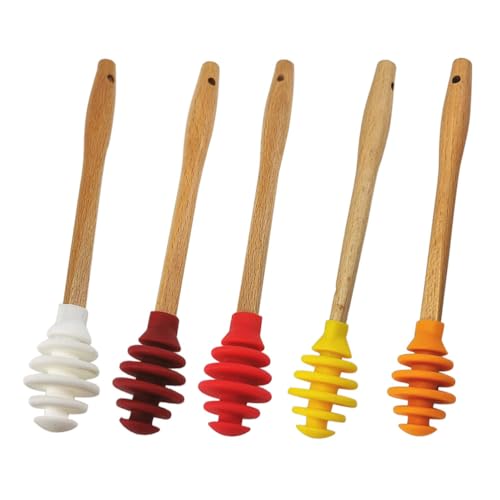 5pcs Silicone Honey Sticks: Non-Stick Honey Spoon Honey Dipper Honey Comb Sticks Honey Wand Honey Server Perfect for Charcuterie Boards and Tea