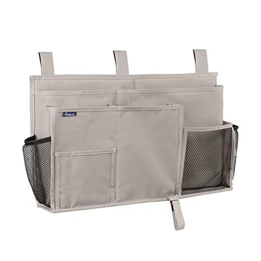Surblue Bedside Caddy Hanging Bed Organizer Storage Bag Pocket for Bunk and Hospital Beds, College Dorm Rooms Baby Bed Rails,Camp (8 Pockets),Gray