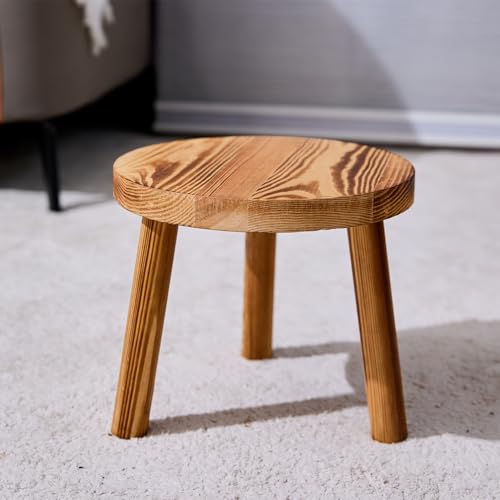 JETAINE Petit tabouret rond en bois, support de plantes, tabouret d'intérieur pour enfants, petite table d'appoint pour cuisine, salle de bain, toilettes,...