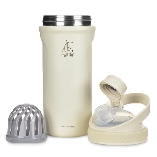 Image of AGIS Blender King Premium Stainless Steel 700ml Insulated Shaker Bottles for Gym, Protein Shaker, Pre Workout Bottle, Water Bottle for Men and Women, BPA Free Material 100% Leakproof | (Beige)