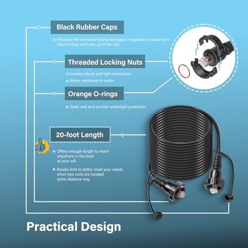 Image of 20 Foot Marine Network Cable for Garmin RJ-45 Compatible with GPSMAP, ECHOMAP Plus /UHD /Ultra, GMR, GMR Fantom, GMS, GSD, GCV 10 Scanning Sonar Module, #010-11425-10