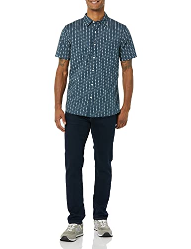 Goodthreads Men's Standard-Fit Short-Sleeve Stretch Poplin Shirt, Indigo Floral, X-Large #TOP2