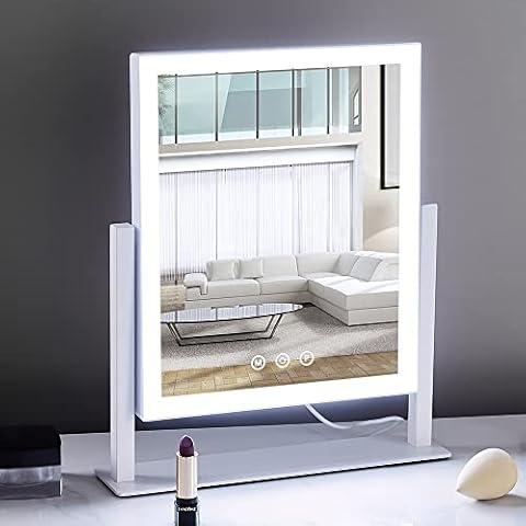 HIEEY Lighted Makeup Mirror, Hollywood Vanity Mirror with Lights, Three Color Lighting Modes, and 5X Magnification Mirror, Smart Touch Control, 360°Rotation (12in. White) Cover