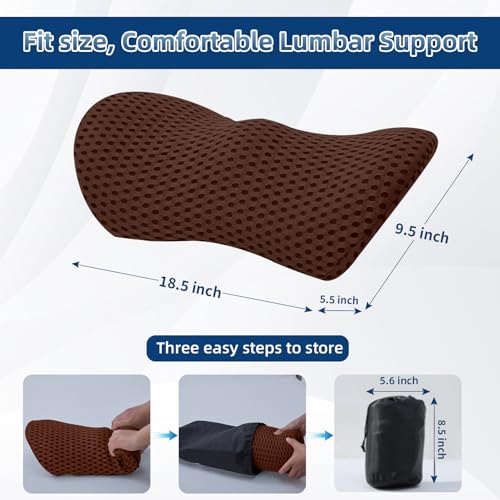Lumbar Pillow, Memory Foam Lumbar Support Pillow for Office Chair and Car Seat, Ergonomic Streamline Back Pillow for Lower Back Pain Relief, Back Support Pillow for Sitting, Driving, Traveling