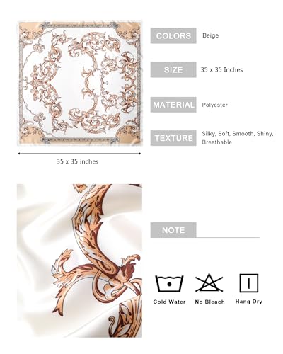 35” Satin Head Scarf for Women Large Square Neck Scarf Headscarf Head Wrap Like Silk Scarf Hair Bandanas Women2