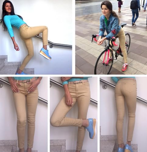 AIDAYOU Stretch Work Casual Pants Skinny Leg 5 Pockets Color Khaki2