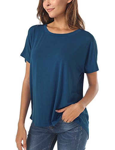 Image of Herou Women Loose Fit T-Shirts Soft Short Sleeve Crew Neck Casual Tee Tops | Lightweight,Basic,Workout,Comfortable,High Low Hem,Oversized