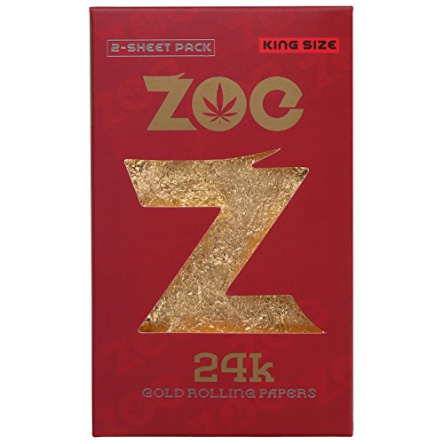24k Gold Cigarette Rolling Paper (King Size, 2 Sheet Pack/Red Black Packing)