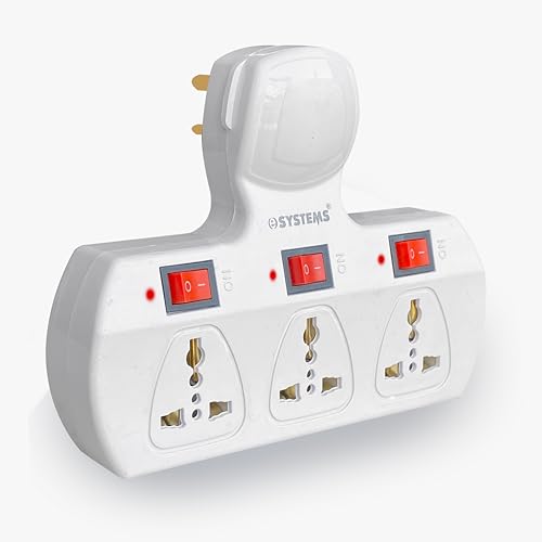 Image of Multi Plug Socket 3+3, Individual Switches, Led Indicators - Extension Board (Cordless) White