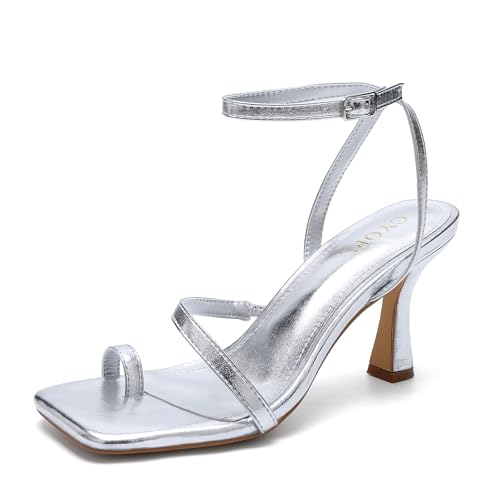 Women Kitten Heels for Dressy Occasions Square Toe Lace Up Ankle Strap Heeled Sandals Open Toe High Heel Shoes for Party