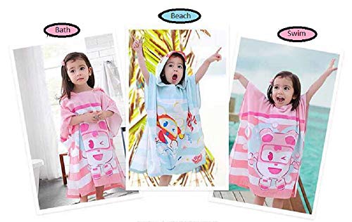 Image of Children Hooded Cotton Towelling Poncho (Pink)
