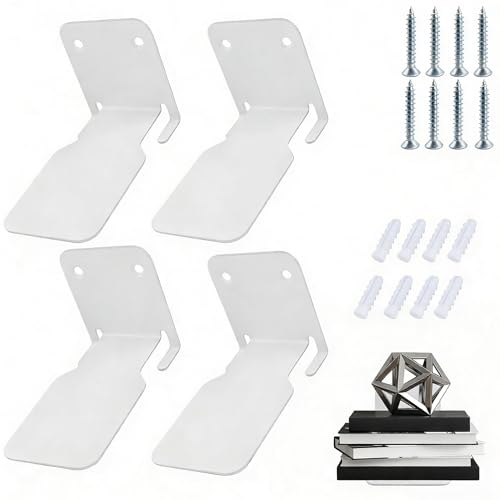 DAOOZHU Unsichtbares Schwebendes Bücherregal mit Montagematerial Tragkraft 13 5 kg 4er-Set für kreative Wandgestaltung