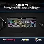Corsair K70 RGB PRO Wired Mechanical Gaming Keyboard (Cherry MX RGB Red Switches: Linear and Fast, 8,000Hz Hyper-Polling, PBT Double-Shot PRO Keycaps, Soft-Touch Palm Rest) QWERTY, NA - Black - Image 2
