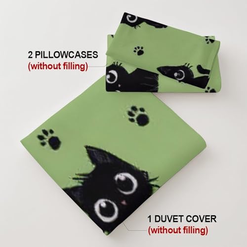 Drap housse chat noir imprimé 3D microfibre lavable literie 180x200 - 8