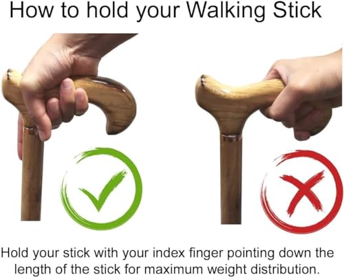 TAMAKA® Gents Handcrafted Scorched Handle Wooden Derby Cane With Collar Walking Stick Mens Ladies - 94cm (37") - 5