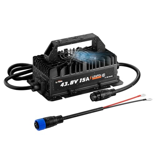 Image of LiTime 36V(43.8V) 15A Lithium Battery Charger, IP66 Waterproof, AC-DC | For 38.4V LiFePO4 Batteries, 0V Activation, Deep Cycle Battery Charging with LED Indicator for Golf Cart, Trolling Motor