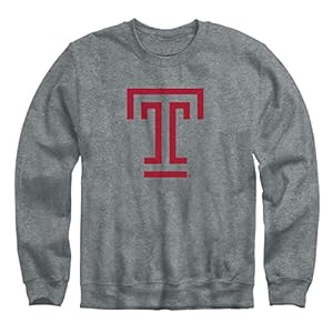 Barnesmith Temple University Owls Adult Unisex Crewneck Sweatshirt, Spirit, Charcoal Grey, Medium