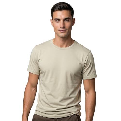 Image of NOBERO 100% Cotton T Shirts for Men Stylish | Regular Fit | Solid T Shirts for Men 180 GSM Combed Cotton | Round Neck Half Sleeve