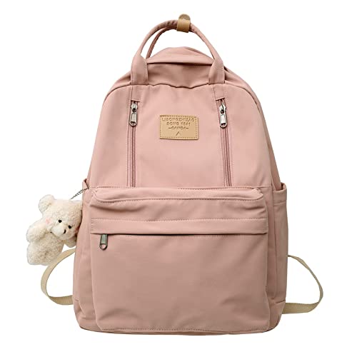 Mochila para computadora portátil con doble cremallera y gran capacidad escolar en color rojo