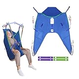EZ Assistive Patient Lift Universal Padded Sling with Head Support, Lift U-Sling for Patient Transfer and Reposition Home Use, 500lbs (Blue, Large)