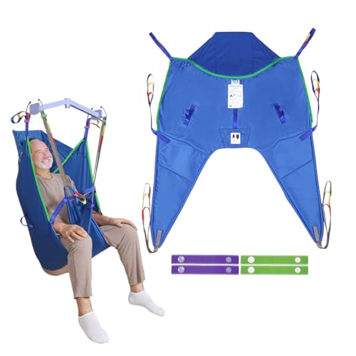 EZ Assistive Patient Lift Universal Padded Sling with Head Support, Lift U-Sling for Patient Transfer and Reposition Home Use, 500lbs (Blue, Large)