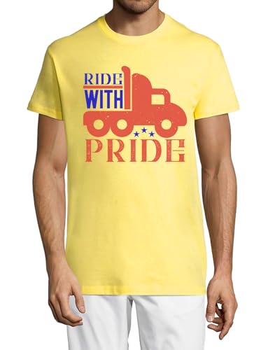 Ride with Pride Funny Trucker Truck Car Election Slogan Rundhals Baumwolle Herren T-Shirt Gelb, gelb, M