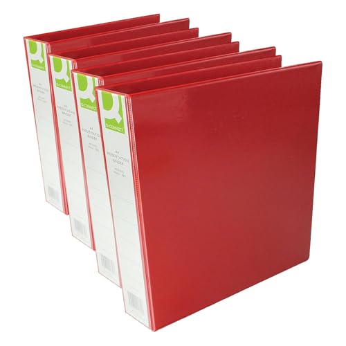 Image of Q-Connect A4 40mm Presentation 4d-Ring Binder - Red (Pack of 4)