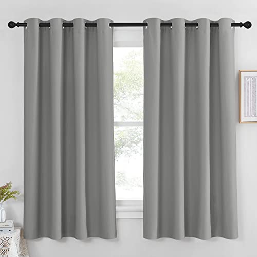 NICETOWN Blackout Curtain & Drape - (Silver Grey Color) Noise Reduction Drapery Thermal Insulated for Living Room/Bedroom, 52 x 63 inches, 1 Panel Sil