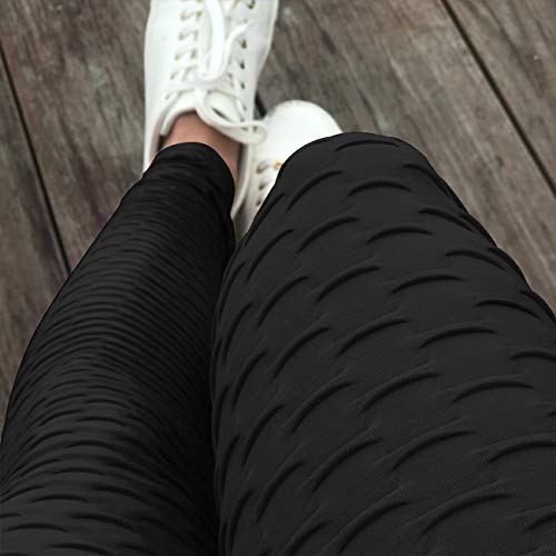 Calça legging feminina EHH de cintura alta franzida levanta bumbum texturizada texturizada compressã