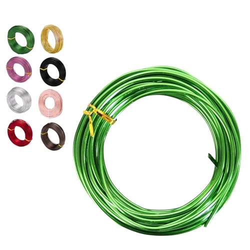 Aisszhao 9 Gauge Aluminum Craft Wire, 3mm x 50 Ft/15m Green
