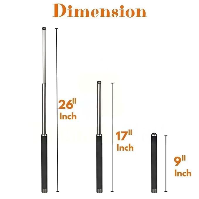 Image of stainless steel self defence stick Self Defence Stick Rod Heavy Metal Telescopic Collapsible Safety Stick Foldable Pointer Compact magical stick, Extendable Wand with Comfortable Grip & Hiking Stick, Extendable Wand with Non-Slip Grip