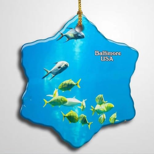 USA America Aquarium Baltimore Christmas Ceramic Ornament