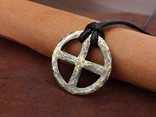 Baldur Jewelry - Hand Hammered Solar Cross Neklace - Sun Cross Necklace - Sun Wheel Pendant Necklace - Sun Necklace For Women Men - Sun Jewelry - Sun Pendant Necklace - Brass Necklace #TOP3