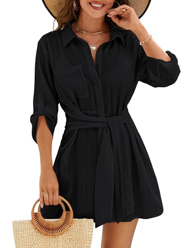 Blooming Jelly Womens Swimsuit Coverup Bikini Bathing Suit Cover Up Tie Side Beach Dress Shirt