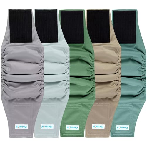 Image of Paw Legend Washable Dogs Diapers Male Dog Belly Bands for Male Dogs Diapers Reusable Puppy & Doggie Diapers Male (5 Pack, Small)