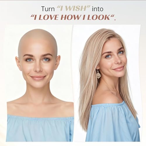 Image of KKU 5x5 Lace Front Human Hair Wig, Double Breathable Lace with Skin-Friendly Silk Base and Non-Slip Silicone Grips, Middle or Parted Natural Hairline Wigs for Women (16 Inch, Ash Blonde)