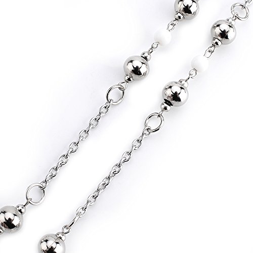 Luxianda Badge Holder For Keys Women Id Necklaces Badge Holder With Silver Beads Stainless Steel Chain #TOP1