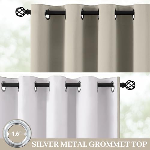 Image of Yakamok Stone Blackout Curtains 84 Inches Long for Bedroom 50 inch Wide 2 Panel | Blackout Curtain Panels for Bedroom, 2 Thick Layers Grommet Top Thermal Insulated Drapes with White Back for Living Room