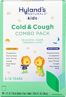 Kids Cold Medicine for Ages 2+, Hylands Naturals Kids Cold & Cough, Day and Night Combo Pack, Syrup Cough Medicine for Kids, Nasal Decongestant, Allergy Relief, 4 Fl Oz (Pack of 2)
