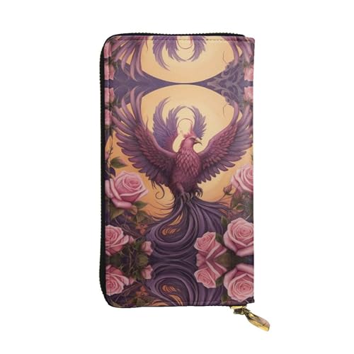 Portefeuille en cuir imprimé Phoenix | Grand format pratique 19,1x10,4 cm