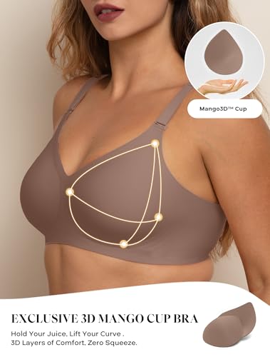 Image of Women V Neck Wireless Bra Full Coverage Comfort Jelly Strip Bras Supportive Seamless Bralette