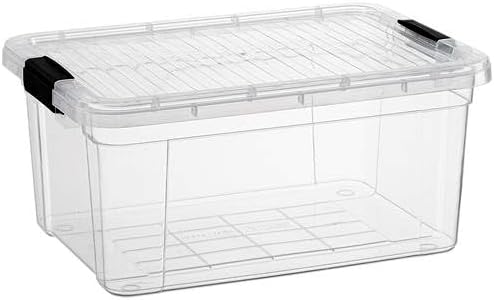 Superio Pequeña caja de almacenamiento transparente con tapa, contenedores de plástico de 6.6 cuartos de galón para organizar, cajas apilables, sin