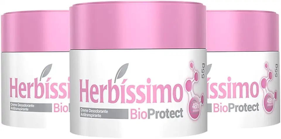 Kit Desodorante Creme Herbíssimo Bio Protect Hibisco 55g - 3 Unidades