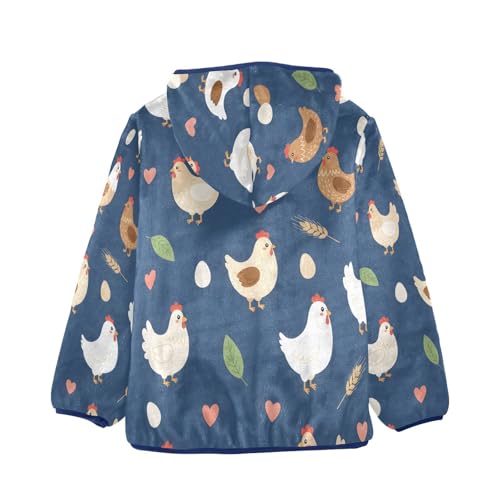 Chicken Eggs Leaves Hearts Pattern Toddler Fleece Jacket Girl Boys Hooded Fleece Jacket Coat2
