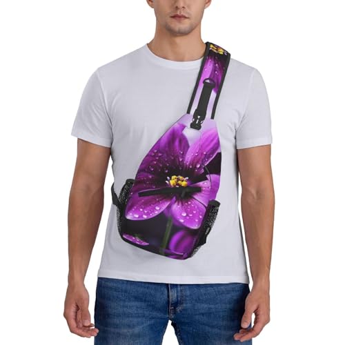 Mochila cruzada diagonal con estampado floral púrpura miniatura 7