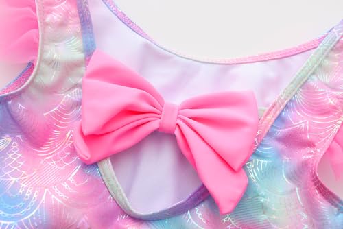 Girl One Piece Swimsuit with Short Modest Beach Swim Dress Printed Skirted Bathing Suit4