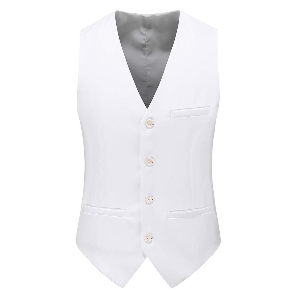 Mens Vest Slim Fit 4 Button Solid Color Business Formal Tuxedo Waistcoat-image-24