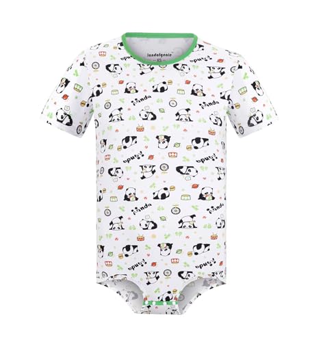 Landofgenie One Piece Shirt Jumpsuit Herren Unterwäsche Rundhalsausschnitt Onesie Baumwolle Männer Bodysuit Druckknöpfe Schritt Panda L